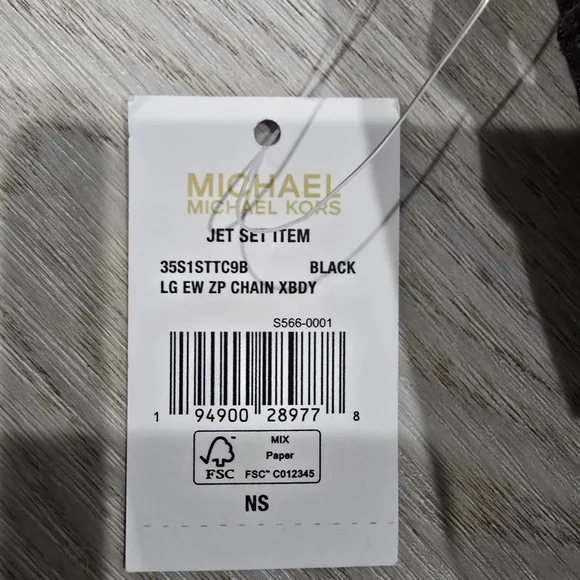 Michael Kors Jet Set Large Logo Crossbody Bag (Black) NWT - Picture 4 of 9